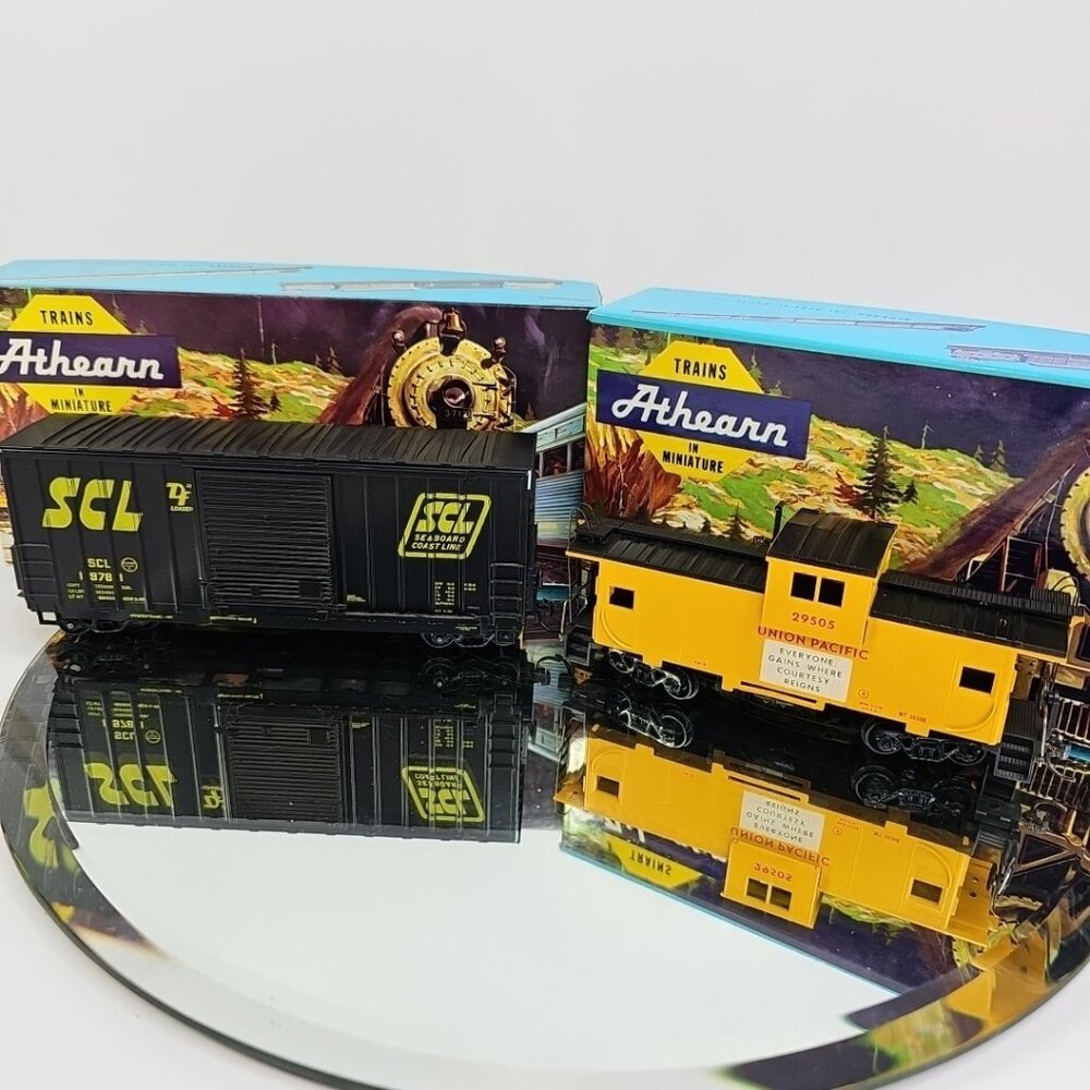 HO Athearn Ready To Run Train Freight Box Car & Caboose W/ Boxes Vintage Set 2